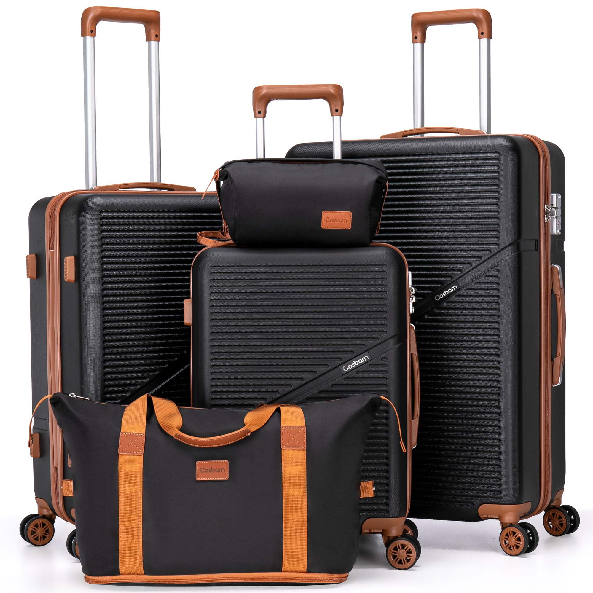 5-Piece ABS Hard Shell Luggage Set with Spinner Wheels - 22x14x9 Inch Airline Approved Carry-On Suitcases, TSA Lock, Waterproof & Durable Travel Luggage for Business Trips, Vacations & Family Holidays