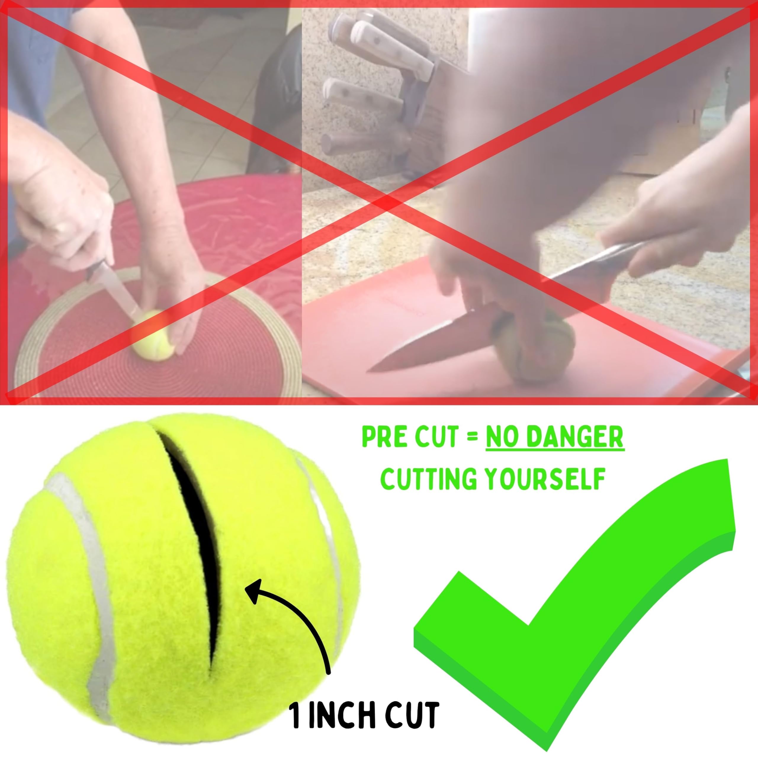 100 Pre-Cut Tennis Balls for Chair Legs - Bulk Floor Protectors for Classrooms, Walkers & Furniture | Eco-Friendly USA Tennis Ball Recycling | Non-Slip, Noise-Reducing Chair & Walker Accessories for Home, School & Office Use