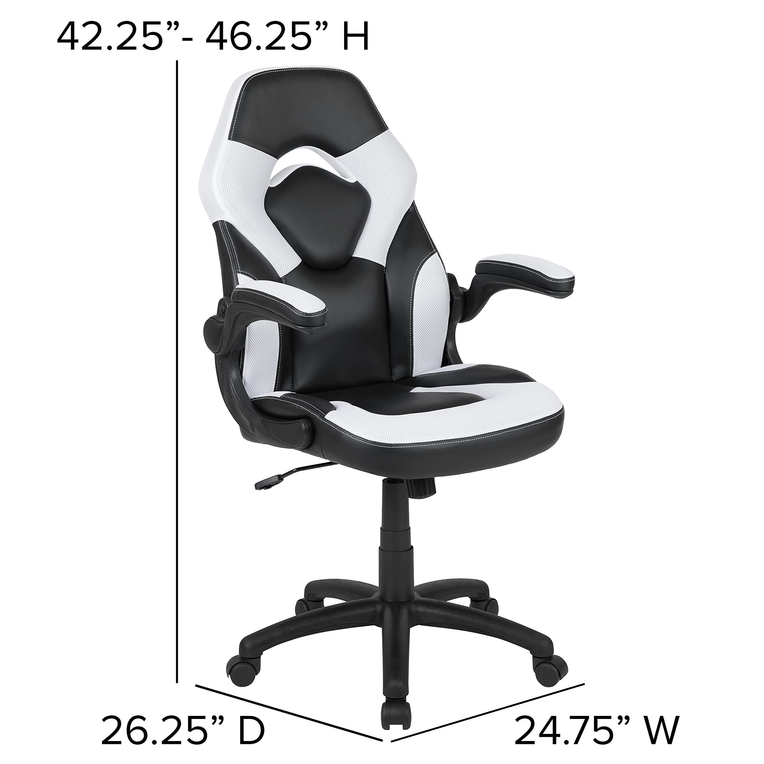 Black & White Gaming Desk Set with Cup Holder, Headphone Hook & Monitor Stand - Perfect for PC Gaming Setup, Streaming & Home Office Workspace
