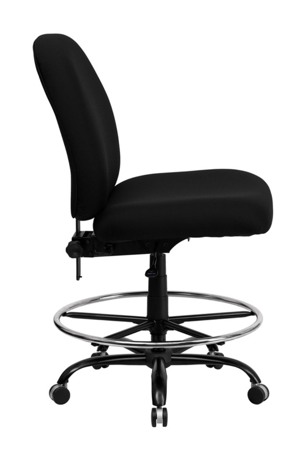 HERCULES Series Big & Tall 400 lb. Capacity Black Fabric Ergonomic Drafting Chair - Adjustable Back Height & Arms - Perfect for Office, Studio & Home Workspaces