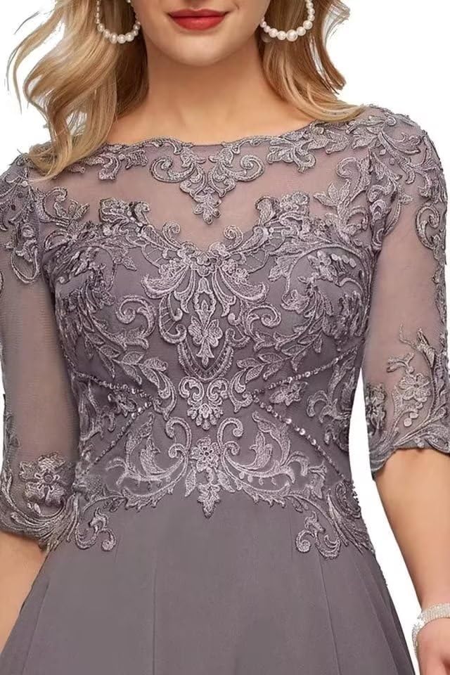 Elegant Mother of The Bride Dress - Chiffon Long Sleeve Formal Evening Gown for Women | Wedding Guest Dress, Special Occasions & Black Tie Events