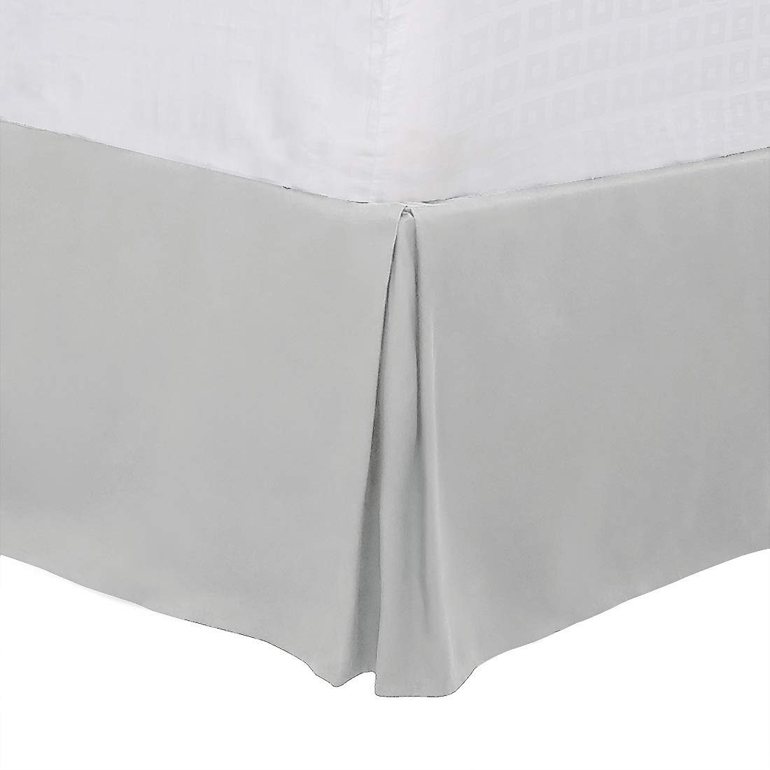 PiccoCasa Queen Size Pleated Bed Skirt - 16 Inch Tailored Drop Dust Ruffle Cover for Bed Frame & Box Spring | Wrinkle-Free, Fade-Resistant, Easy to Install | Light Gray | Perfect for Guest Rooms, Master Bedrooms & Dorm Decor