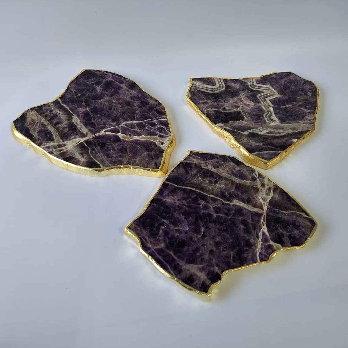 Amethyst Cheese Serving Board with Gold Trim - Natural Purple Crystal Platter for Charcuterie, Cheese & Appetizers | Elegant Gift for Christmas, Housewarming, Thanksgiving | Perfect for Dinner Parties, Bridal Showers & Hostess Gifts