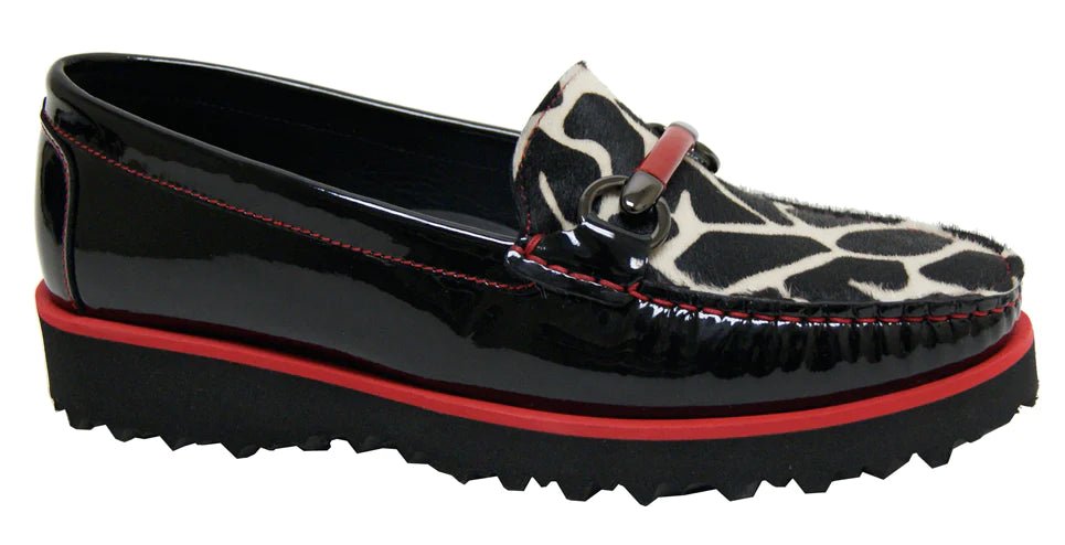 8810 Black and Red Animal Print Loafers for Women - Stylish Slip-On Casual Shoes for Work, Office & Everyday Wear