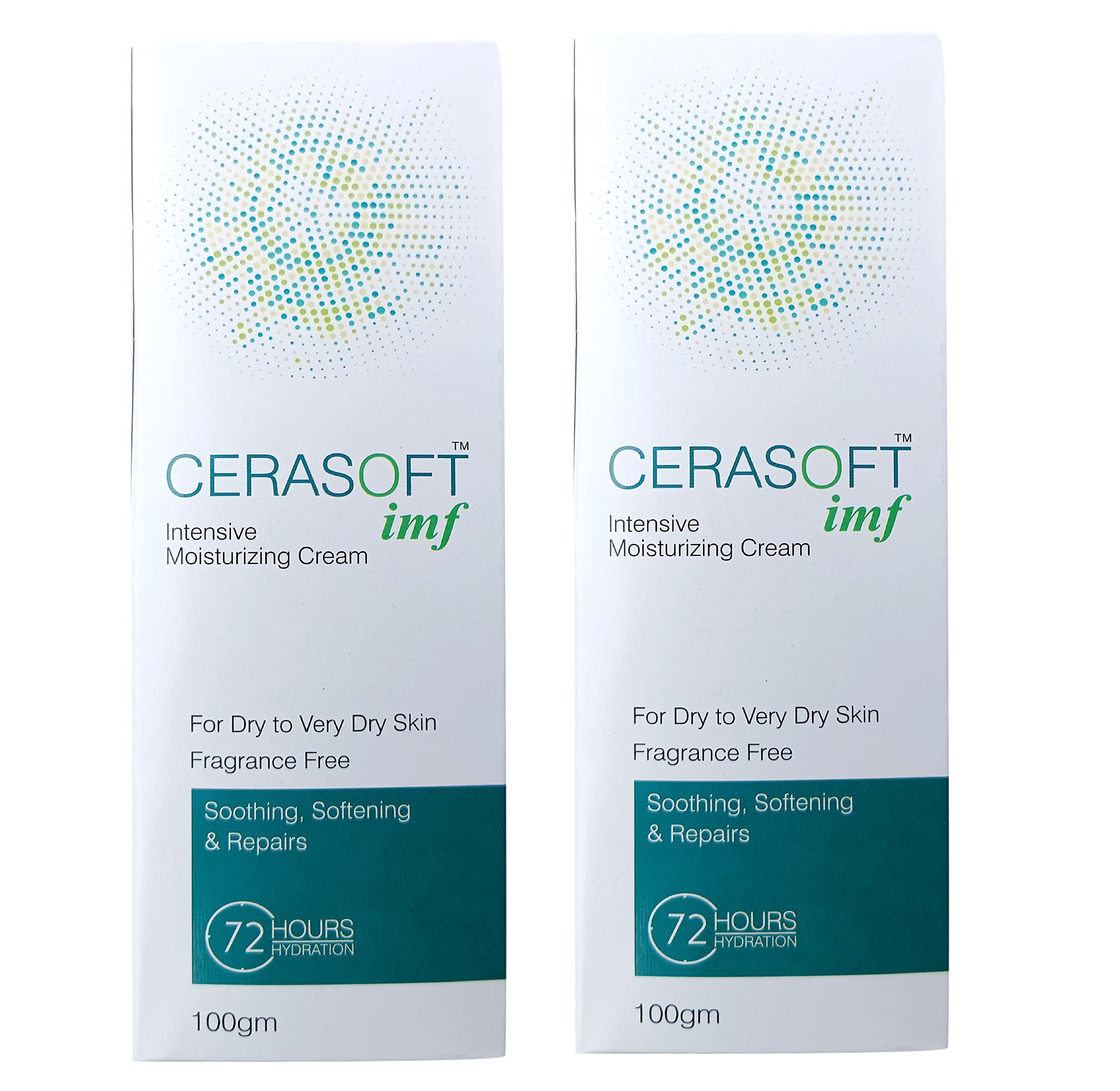 Cerasoft Intensive Moisturizing Cream for Dry Skin - 2 Pack (100g Each) | Deep Hydration Face & Body Lotion for Day & Night Use