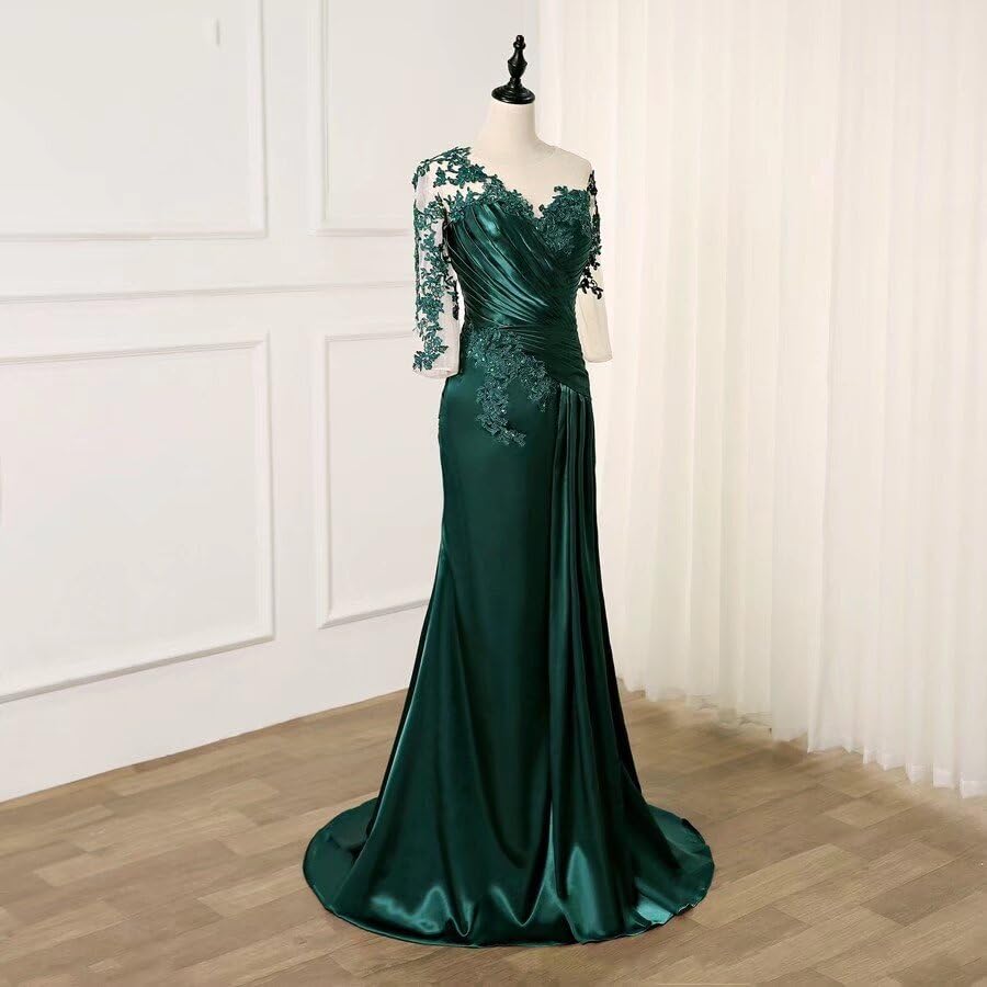 Elegant 2025 Mother of The Bride Dresses with Beaded Appliques - Long Sleeve Formal Evening Gown for Women - Perfect for Weddings, Galas & Special Occasions