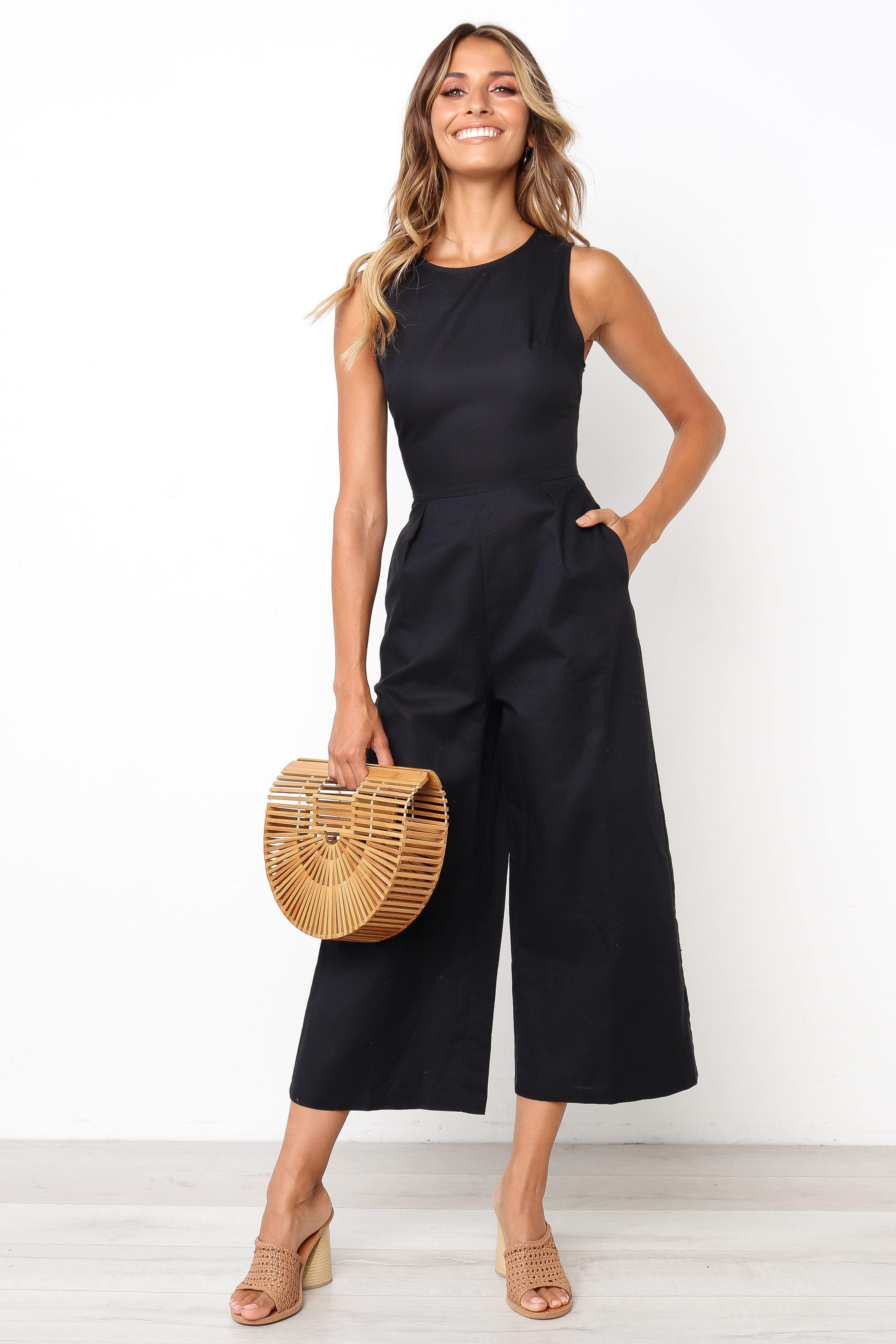 Ester Women's Black Jumpsuit - Stylish & Comfortable One-Piece Outfit for Casual Wear, Work, or Night Out