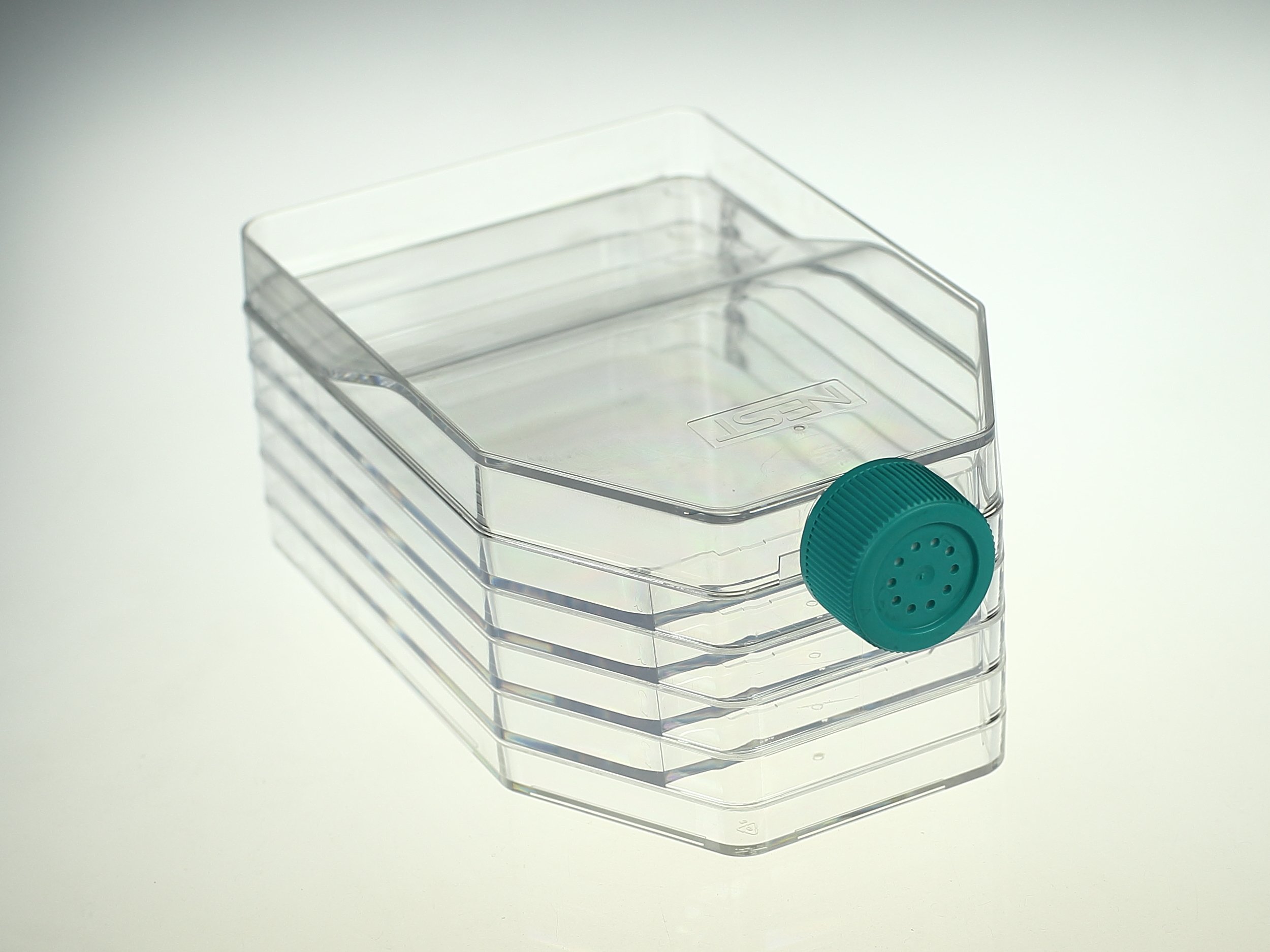 5-Layer Polystyrene Cell Culture Flask with Vent Cap - Straight Neck, Tissue Culture Treated, Sterile, Clear - 1 per Pack (8 per Case) - Ideal for Laboratory Cell Growth, Biomedical Research & Tissue Culture Experiments