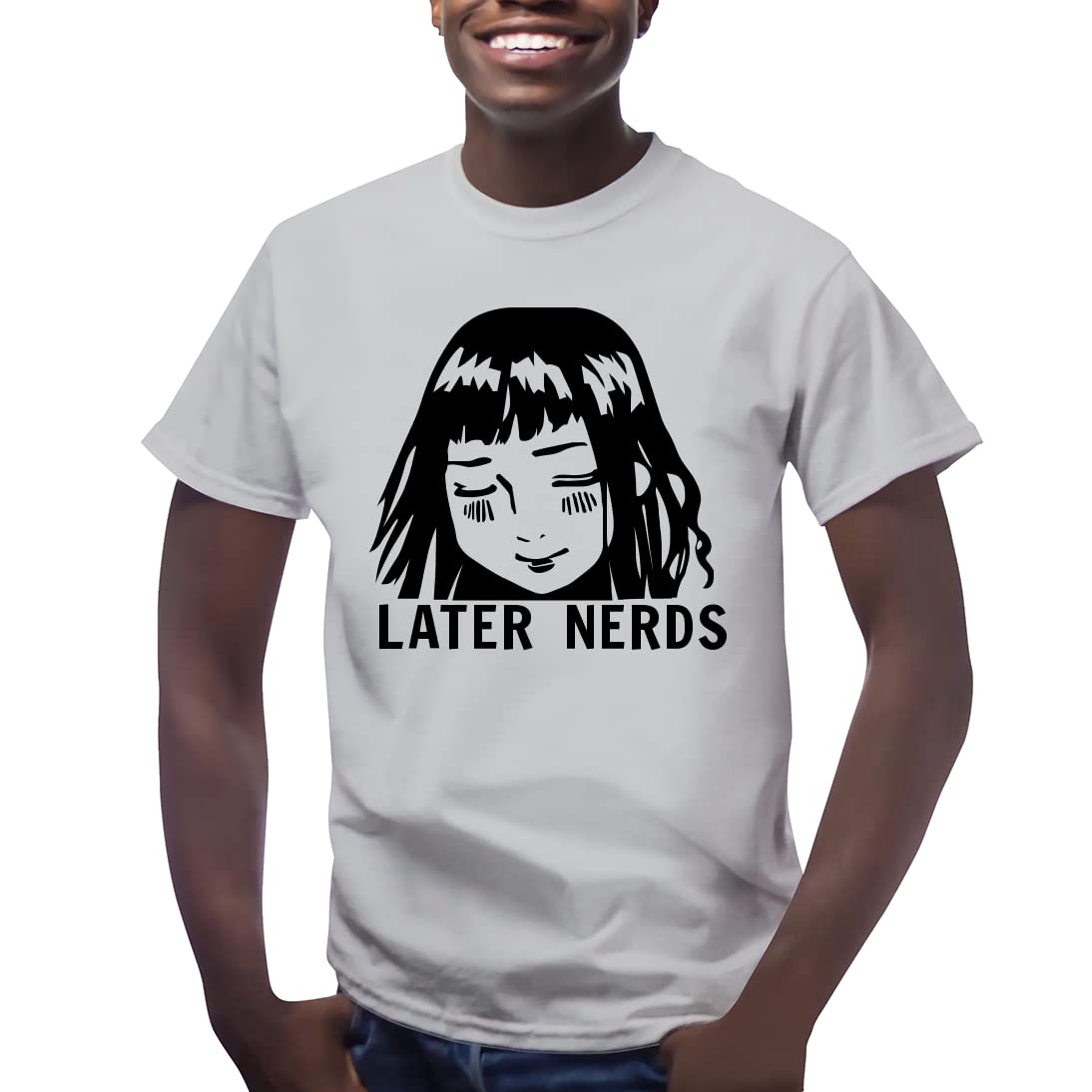 Later Nerds Anime Graphic Men's Short Sleeve T-Shirt - Cool Casual Tee for Anime Fans, Gaming Enthusiasts & Pop Culture Lovers - Perfect for Everyday Wear, Conventions & Gift Giving
