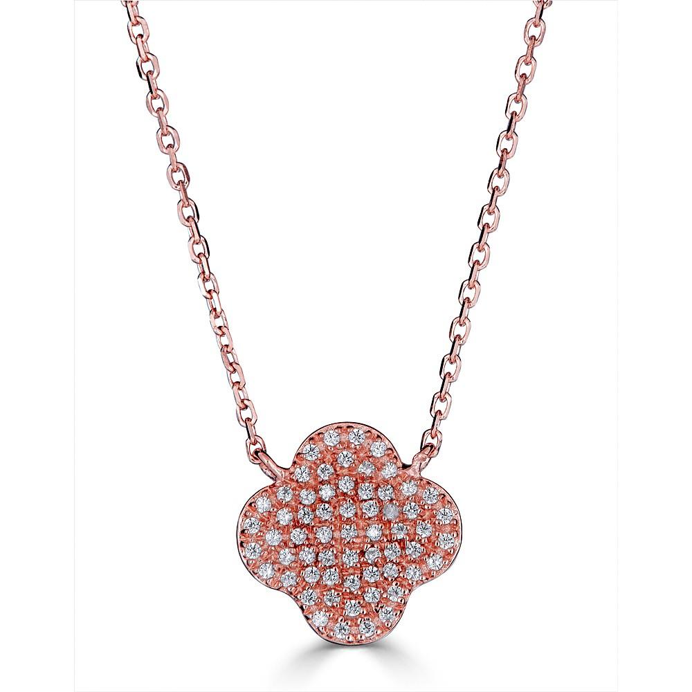 14K Gold 0.20 CTW Diamond Clover Pendant Necklace for Women - Elegant Four Leaf Clover Jewelry Gift for Birthday, Anniversary & Valentine's Day