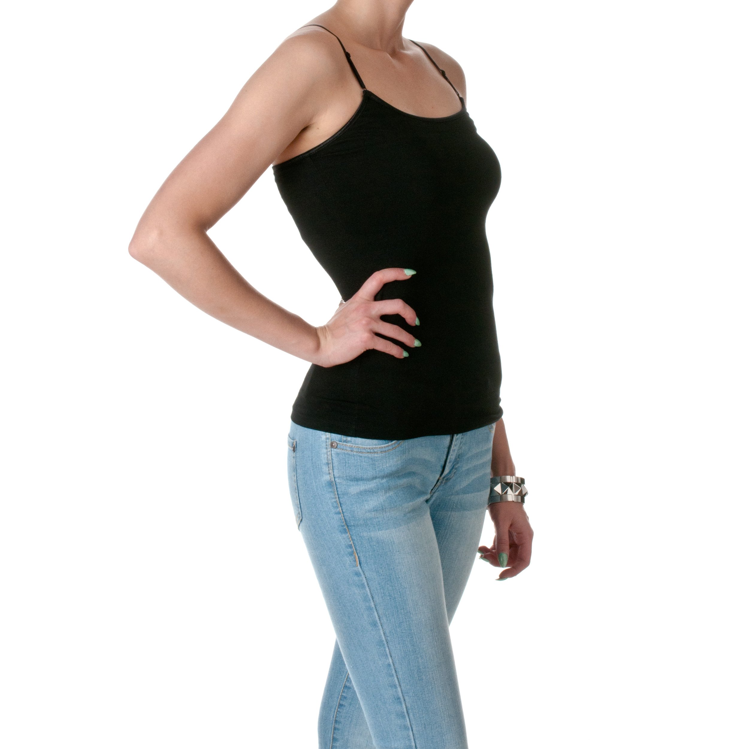Women's Cami Camisole with Built-in Shelf Bra & Adjustable Spaghetti Straps - Comfortable Stretchy Tank Top for Layering, Sleepwear or Casual Outfits