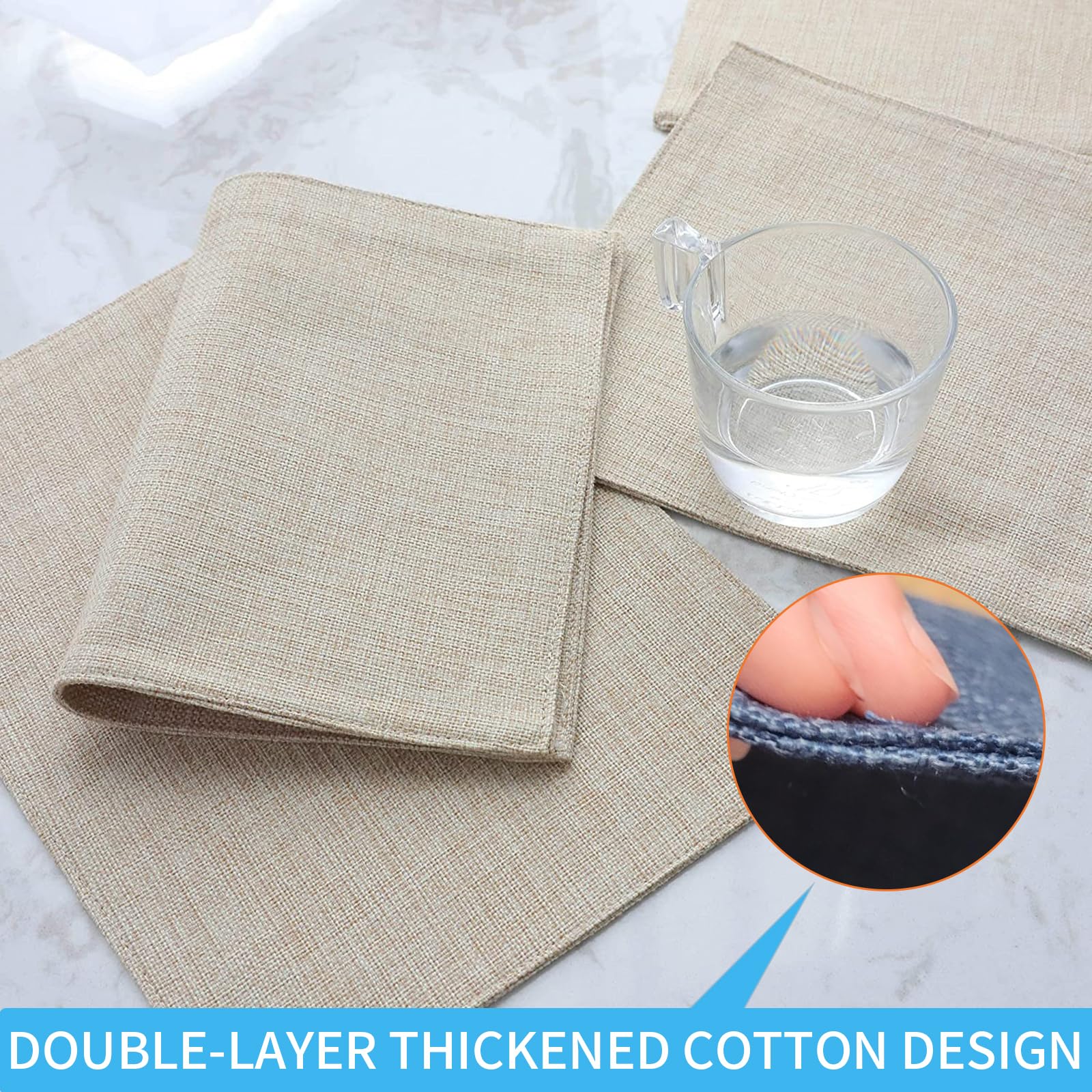 Premium Linen-Style Placemats Set of 6 - 12