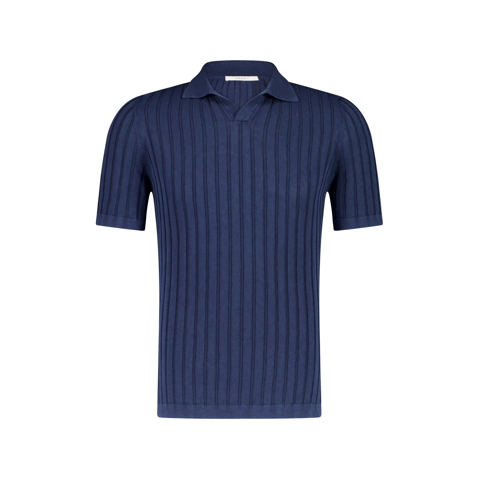 FRADI Men's Short Sleeve Ribbed Polo Shirt - Comfortable Cotton Blend Casual Top for Golf, Work & Everyday Wear - Navy Blue
