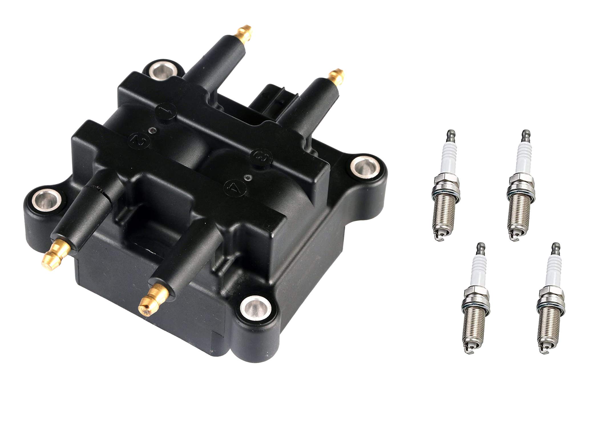 ENA Ignition Coil Pack with 4 Platinum Spark Plugs - Compatible with Subaru Impreza 1997-1998 2.2L H4 & Legacy 1997-1999 2.5L H4 - Direct Replacement for UF193 - Perfect for Engine Performance Upgrade & Tune-Ups