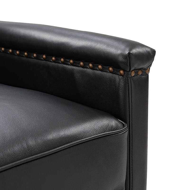 Genuine Leather Swivel Chair with Nailhead Trim - Irene Modern Armchair for Home Office, Living Room & Study - Comfortable Executive Desk Chair for Work & Relaxation