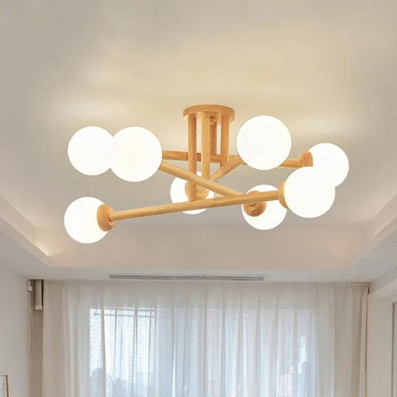 Modern Triangle Interlacing Wooden Flush Ceiling Light Fixture for Bedroom - Stylish Ambient Lighting for Home Decor, Living Room & Dining Area