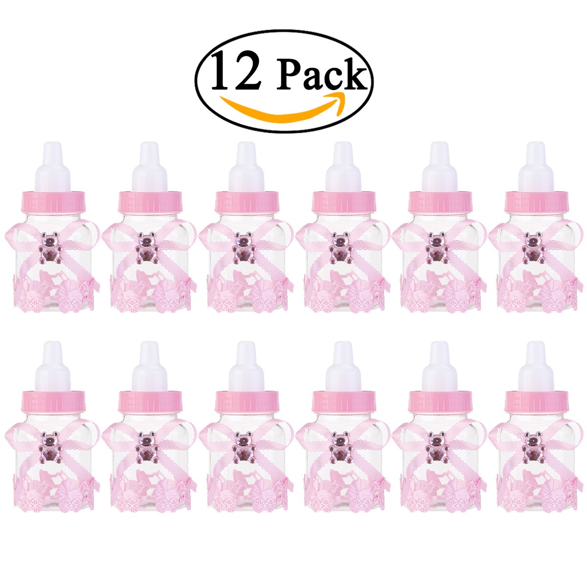 12pcs Candy Bottle Box Feeder Style Artificial Party Filler for Baby Shower Favors - Perfect for Birthday Parties, Wedding Decorations & Gift Bags