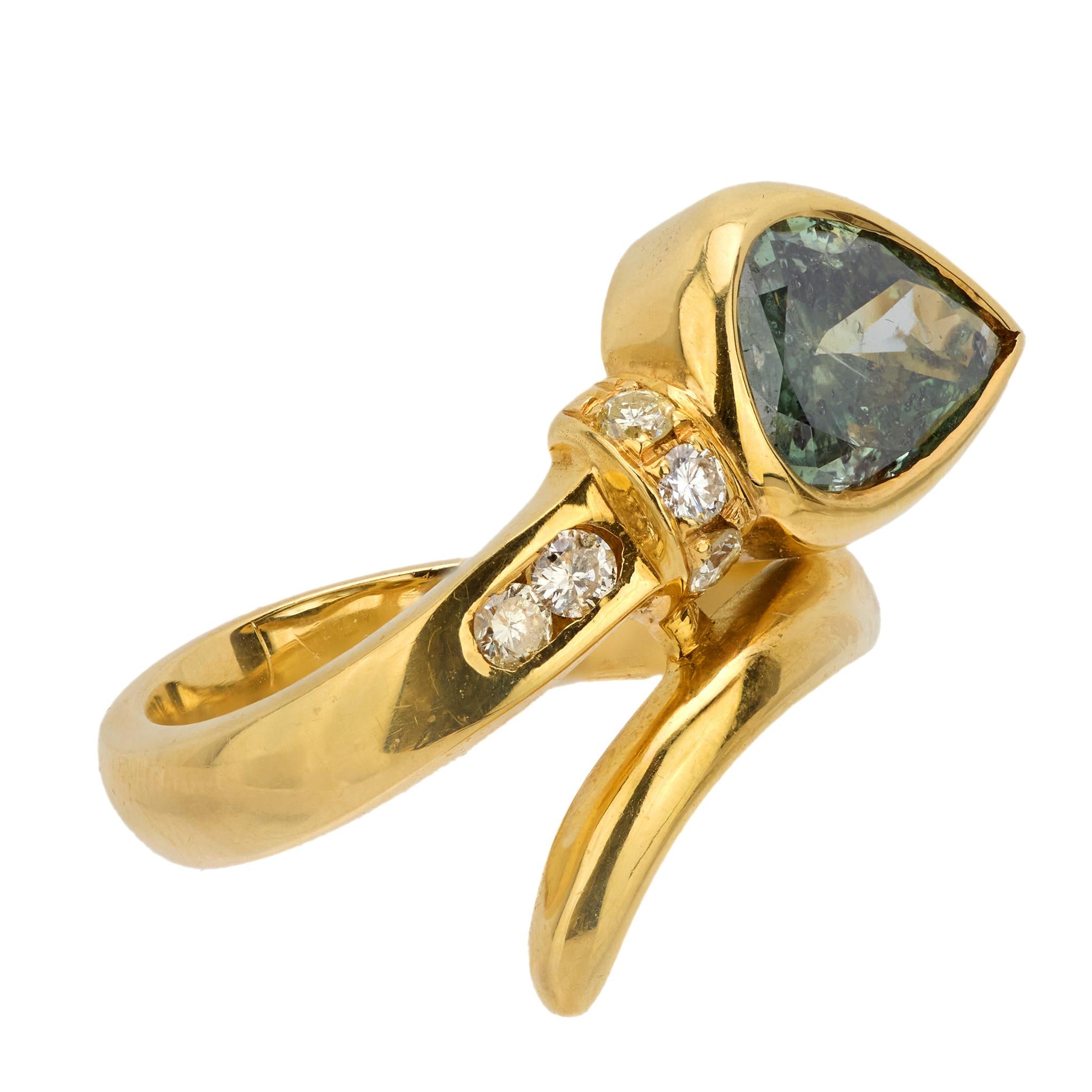 18K Gold Green Diamond Snake Ring for Women - Elegant Vintage Jewelry Gift for Birthday, Anniversary & Special Occasions