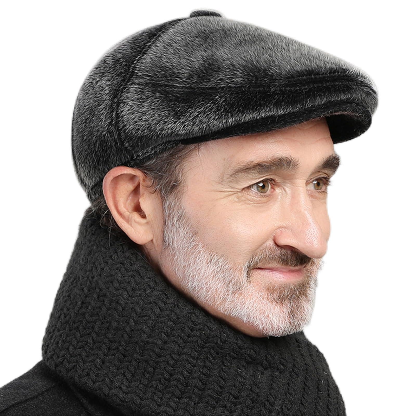 Men's Winter Outdoor Hat - Adjustable Warm Beret Flat Cap for Golf, Sports & Casual Wear - Newsboy Gatsby Style with Earflaps - Perfect for Cold Weather Activities & Dad Fashion