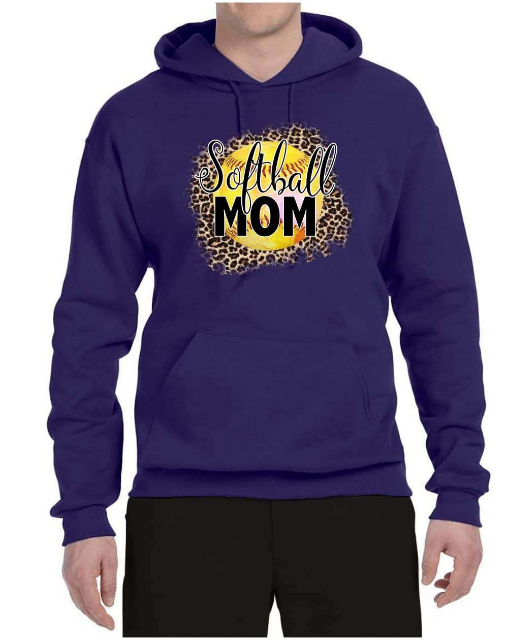 Wild Bobby Softball Mom Animal Print Graphic Hoodie - Unisex Sports Sweatshirt for Women & Girls - Perfect for Baseball Games, Team Spirit & Casual Wear