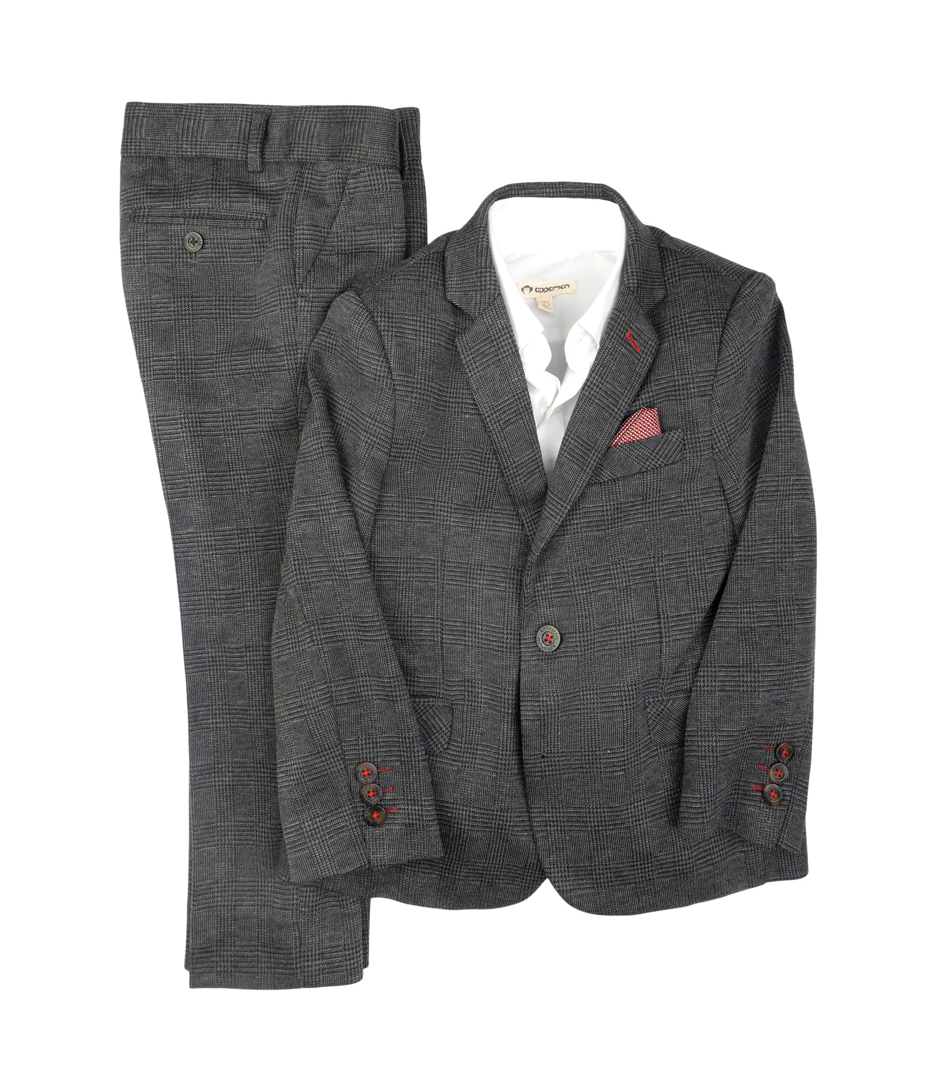 Appaman Boys' Stretchy Mod Suit 2-Piece Set - Grey Glen Plaid - Toddler to Big Kids Sizes (12) | Stylish & Comfortable Outfit for School, Parties & Special Occasions