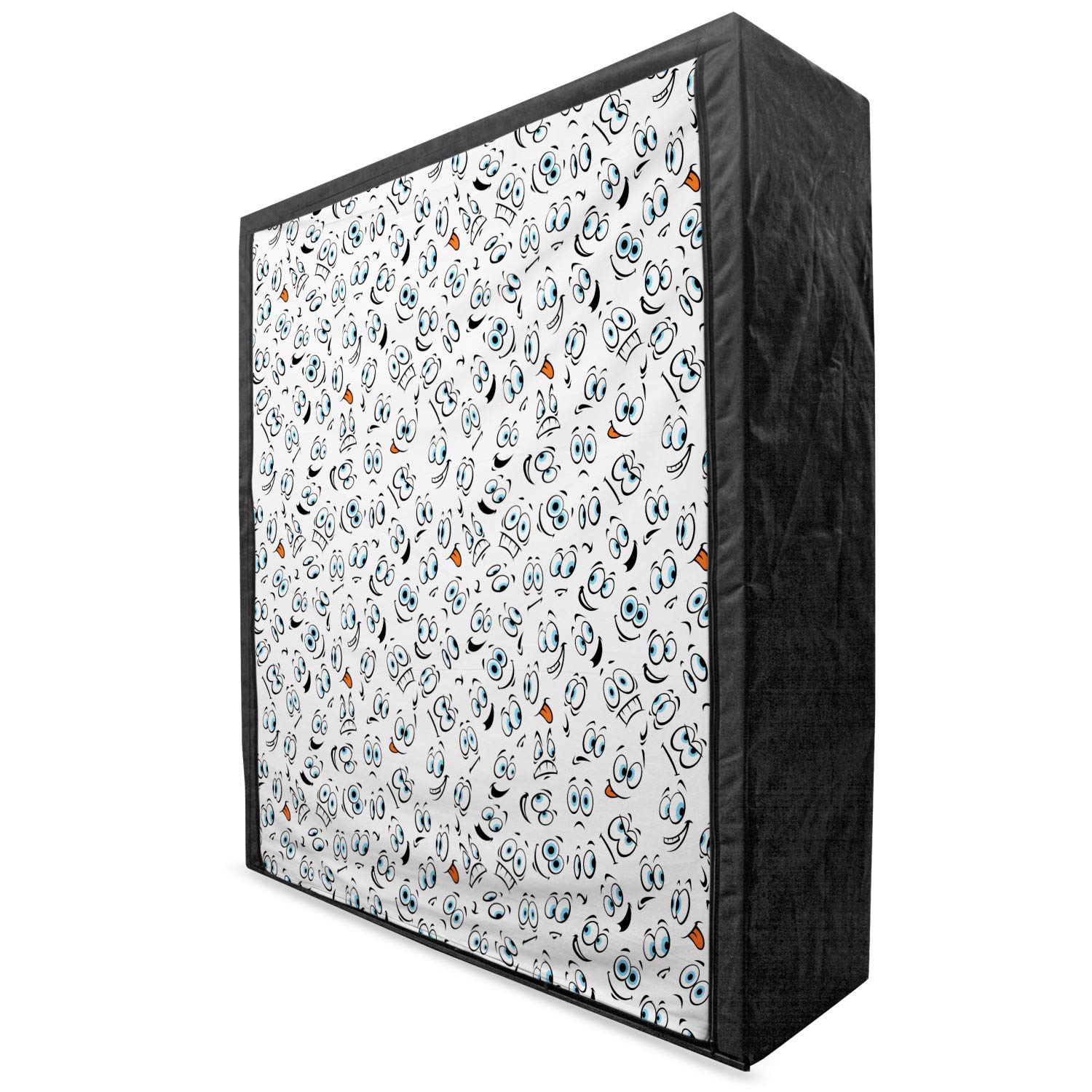 Ambesonne Emoticon Fabric Wardrobe - Portable Closet Organizer with Shelves for Clothes Storage, 59 Inch White - Happy, Sad, Angry, Surprised Mood Face Design - Perfect for Bedroom, Dorm, or Small Space Organization