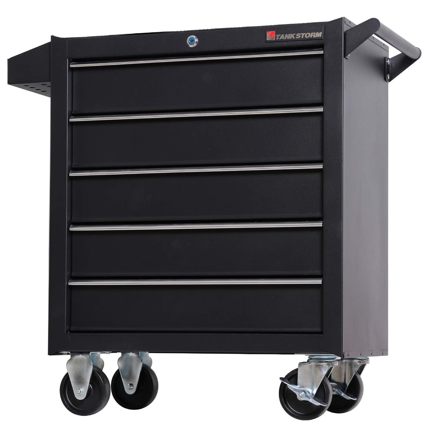 Heavy Duty 5-Drawer Steel Rolling Tool Chest Cart with Lockable Drawers - TZ35-BK Tool Box for Garage, Workshop & Professional Mechanics