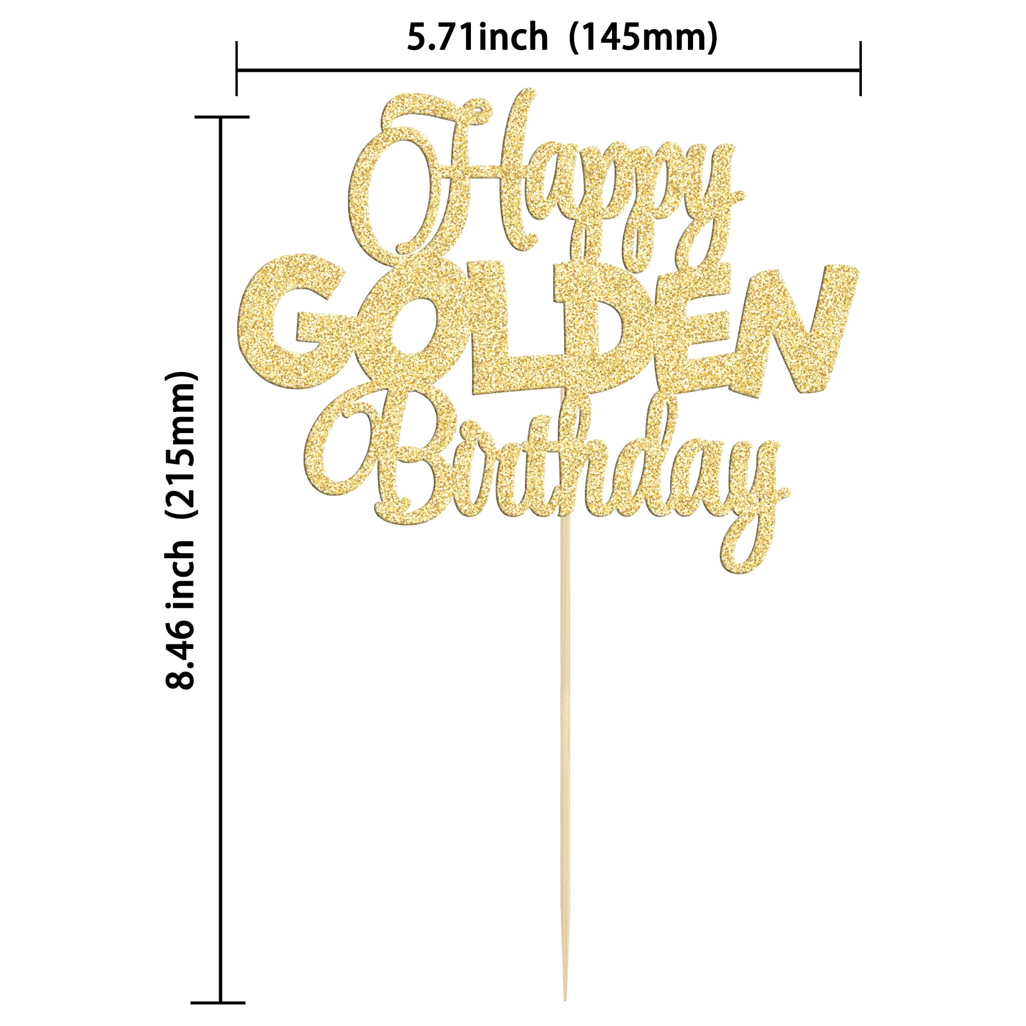 Golden Birthday Cake Topper for 1st, 10th, 15th, 18th, 21st, 25th, 30th, 40th, 50th, 60th, 70th, 80th, 90th & 100th Birthday Celebrations - Elegant Party Decorations for Milestone Birthdays, Anniversaries & Special Occasions
