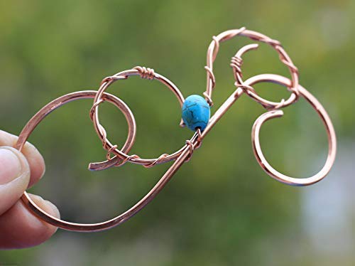 Wire Hair Clip Large Hair Barrette with Turquoise Copper Hair Pin - Metal Hair Slide for Women, Blue Hair Accessories for Wedding, Party & Everyday Style