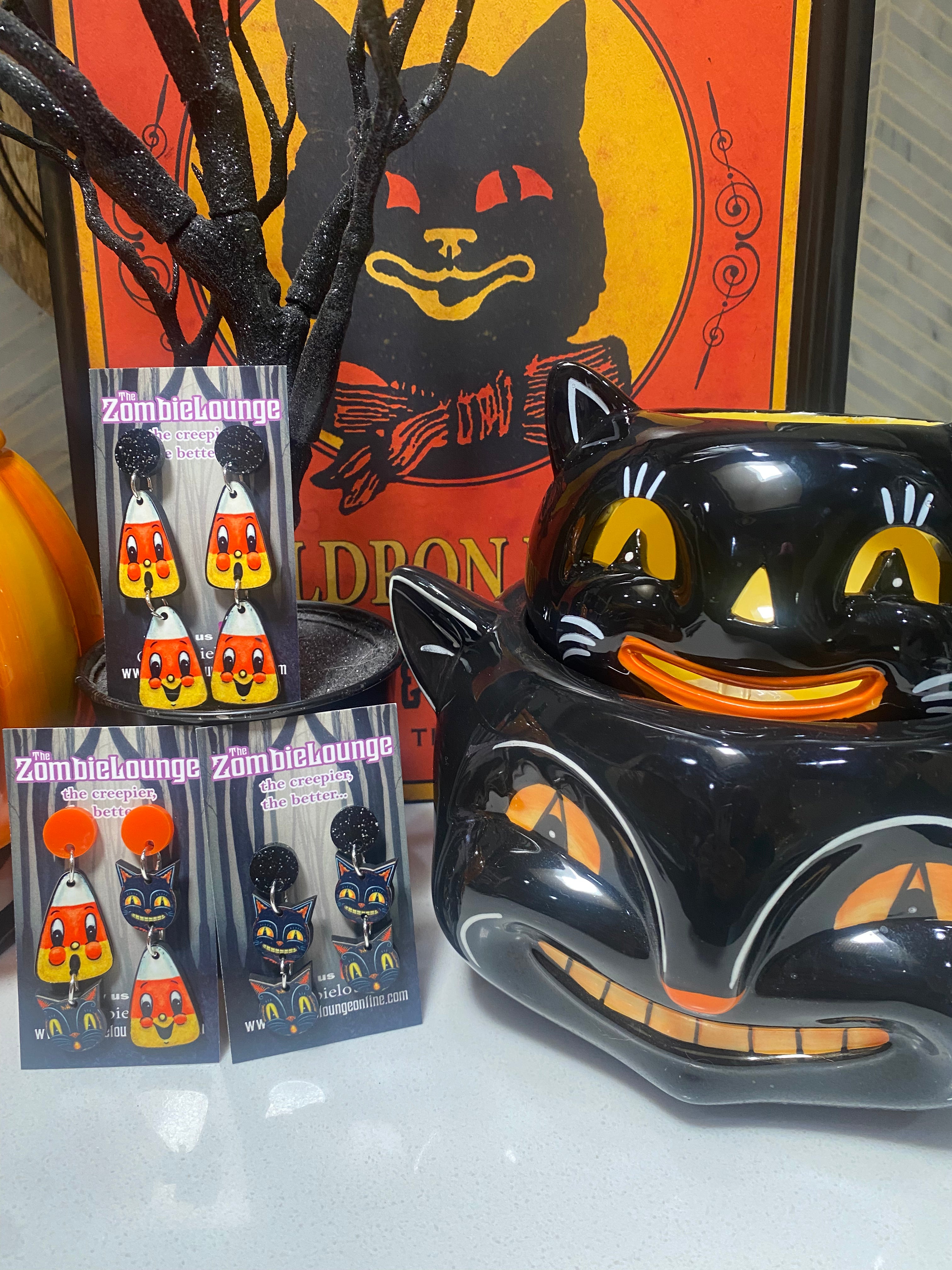 Johanna Parker Design Halloween Hanging Earrings - Spooky Dangle Earrings for Women | Witch, Bat & Pumpkin Jewelry | Perfect for Halloween Parties & Costume Accessories