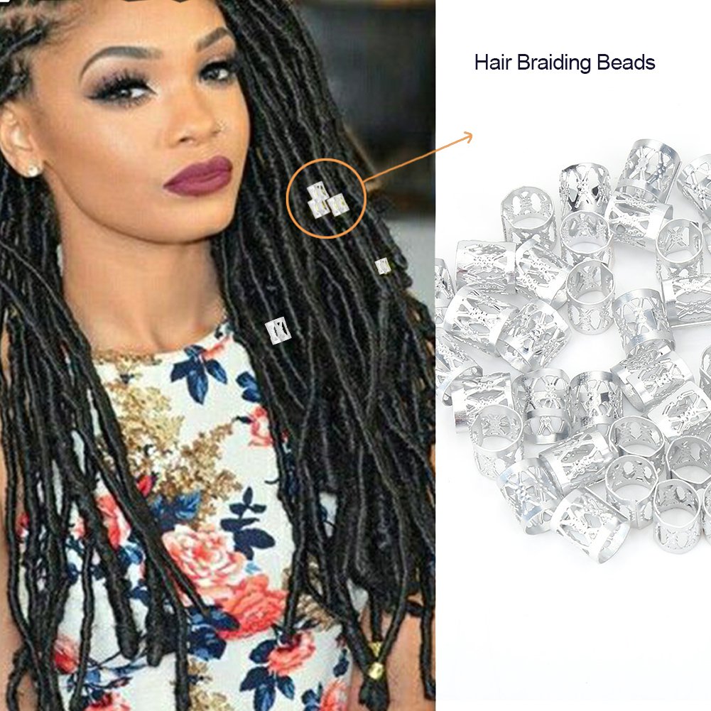 Aluminum Hair Rings & Dreadlock Beads Set - Hair Jewelry for Braids, Dreadlocks & Hair Cuffs - Metal Hair Accessories & Decorations for Women - Perfect for Festivals, Weddings & Boho Styling