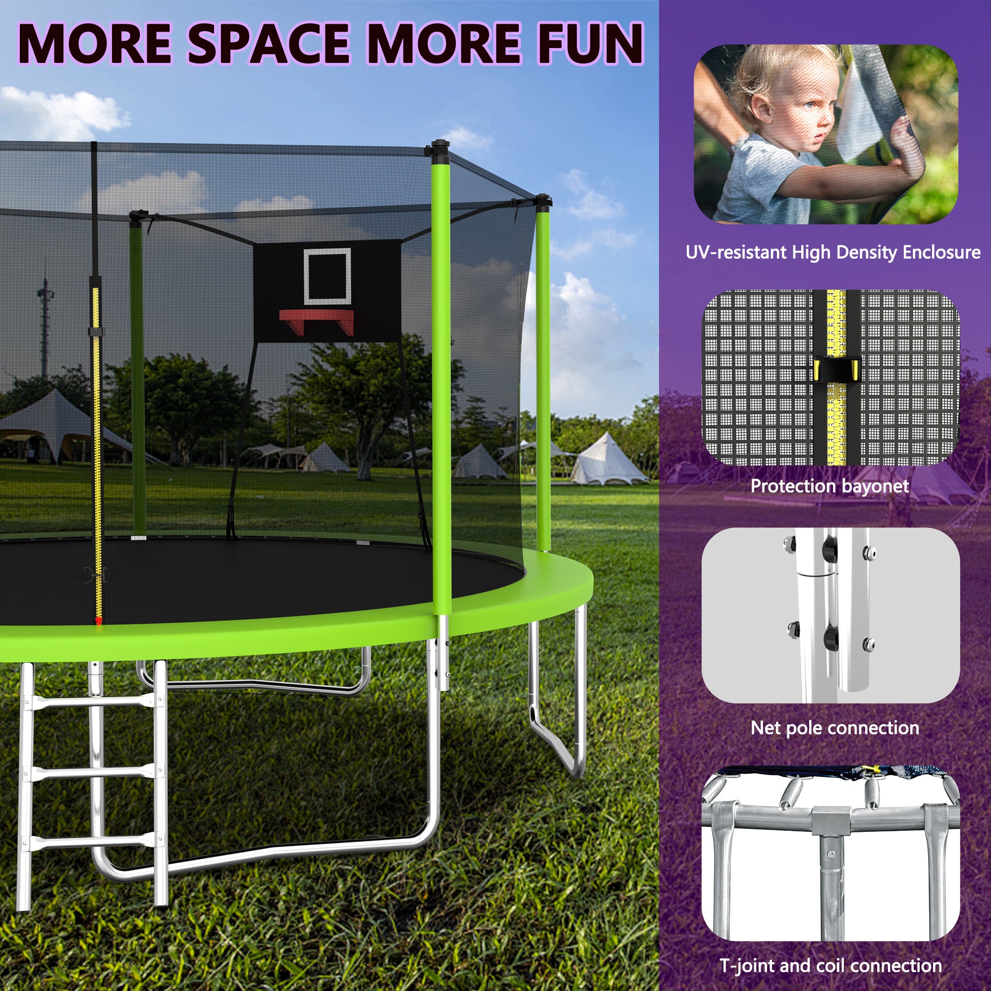 14FT Trampoline with Safety Net for Kids and Adults - Heavy Duty Outdoor Trampoline for Backyard, Garden, and Family Fun - Perfect for Exercise, Recreation, and Outdoor Activities