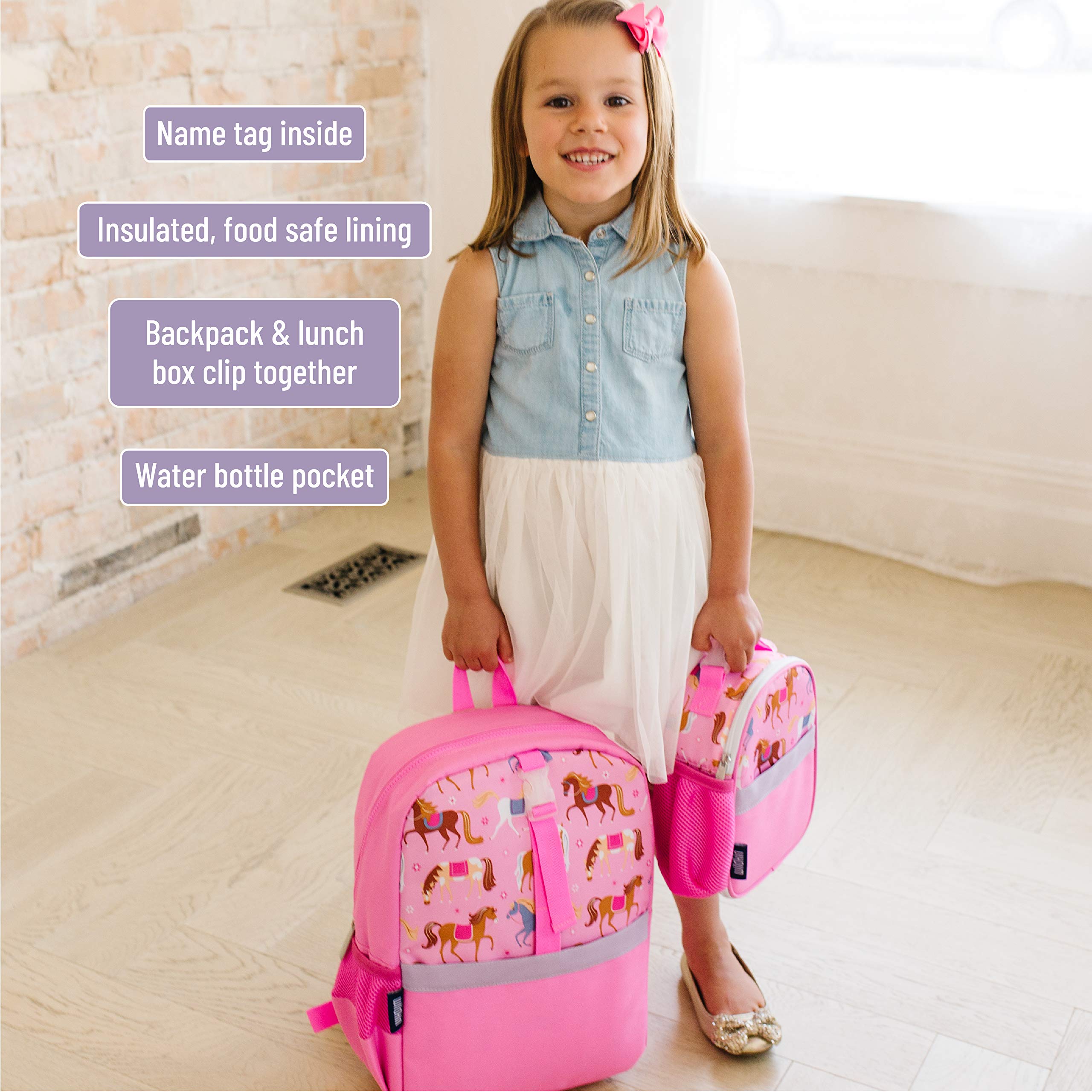 Wildkin Insulated Kids Lunch Box with Clip - Perfect for School, Travel & Snacks - Horse Design - Ideal for Picnics, Daycare & Outdoor Adventures