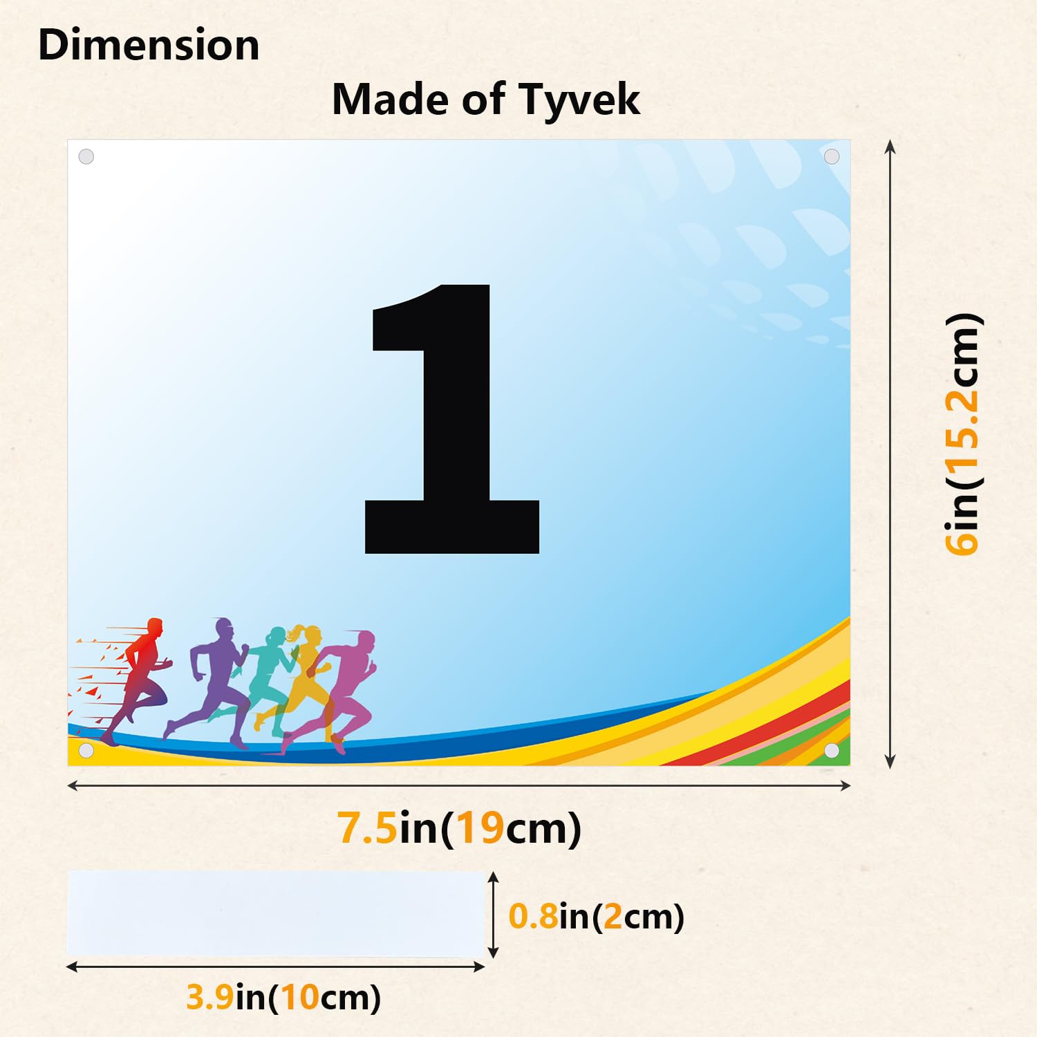 Tyvek Race Bibs - Durable Running Numbers with Bib Tape (No Pins Needed) for Marathon, Track & Field, Tryouts, Sports Events | Ideal for Runners, Athletes & Competitions