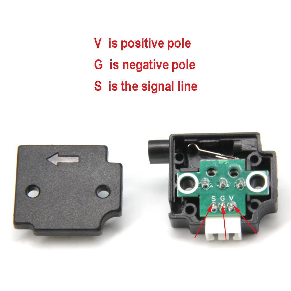 1.75mm 3D Printer Filament Runout Sensor - Black Filament Detection Module with Pause Function for Smooth Printing | Perfect for Ender 3, CR-10, Anycubic & DIY 3D Printers