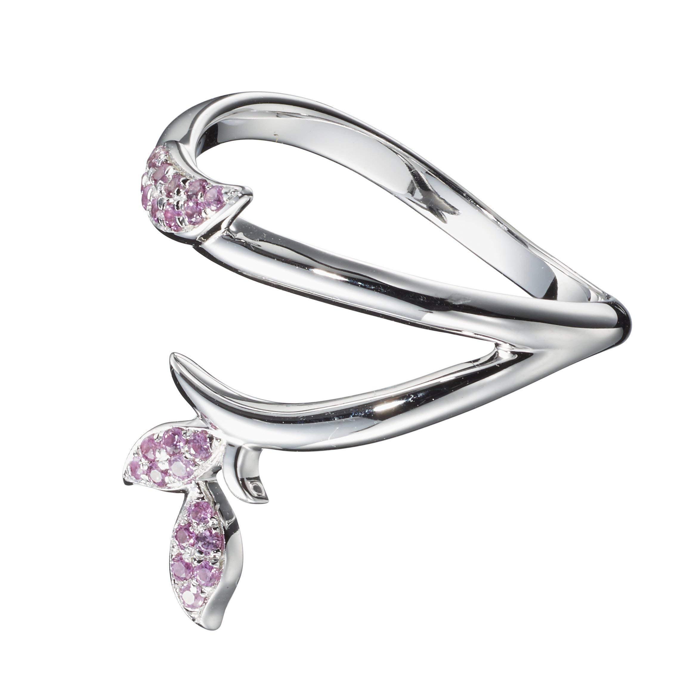 Majade Pink Sapphire Raw Diamond Engagement & Wedding Ring Set - Handmade 14K White Gold Nature-Inspired Floral Bridal Jewelry | Perfect for Romantic Proposals, Anniversary Gifts & Unique Wedding Bands