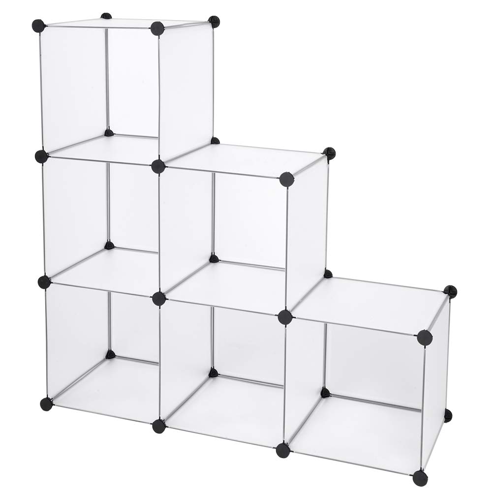 6-Cube Closet Organizer Storage Shelf - White Fabric DIY Cube Storage Unit for Bedroom, Closet & Office Organization