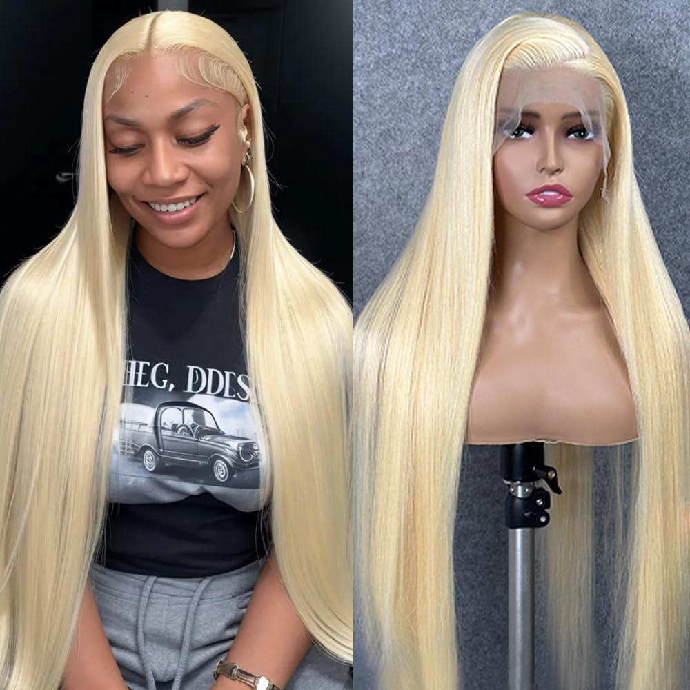 613 Lace Front Wig Human Hair 13x4 HD Transparent Straight Blonde Wigs 150% Density 22 Inch - Perfect for Daily Wear, Cosplay, and Special Occasions