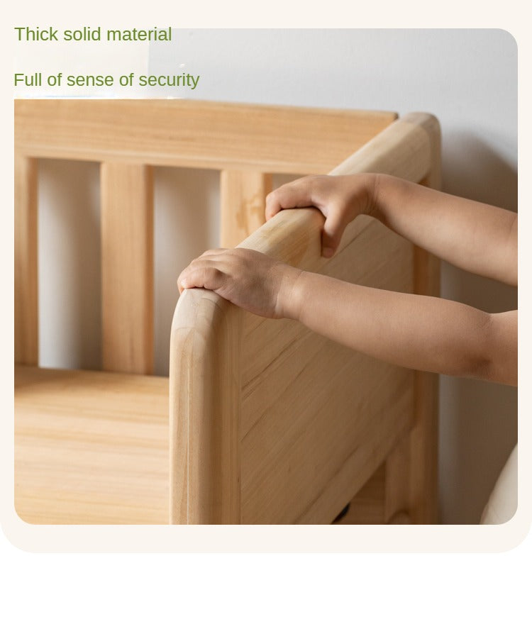Solid Wood Poplar Kids Bed with Guardrail - Safe & Sturdy Toddler Bed for Nursery, Bedroom, or Playroom