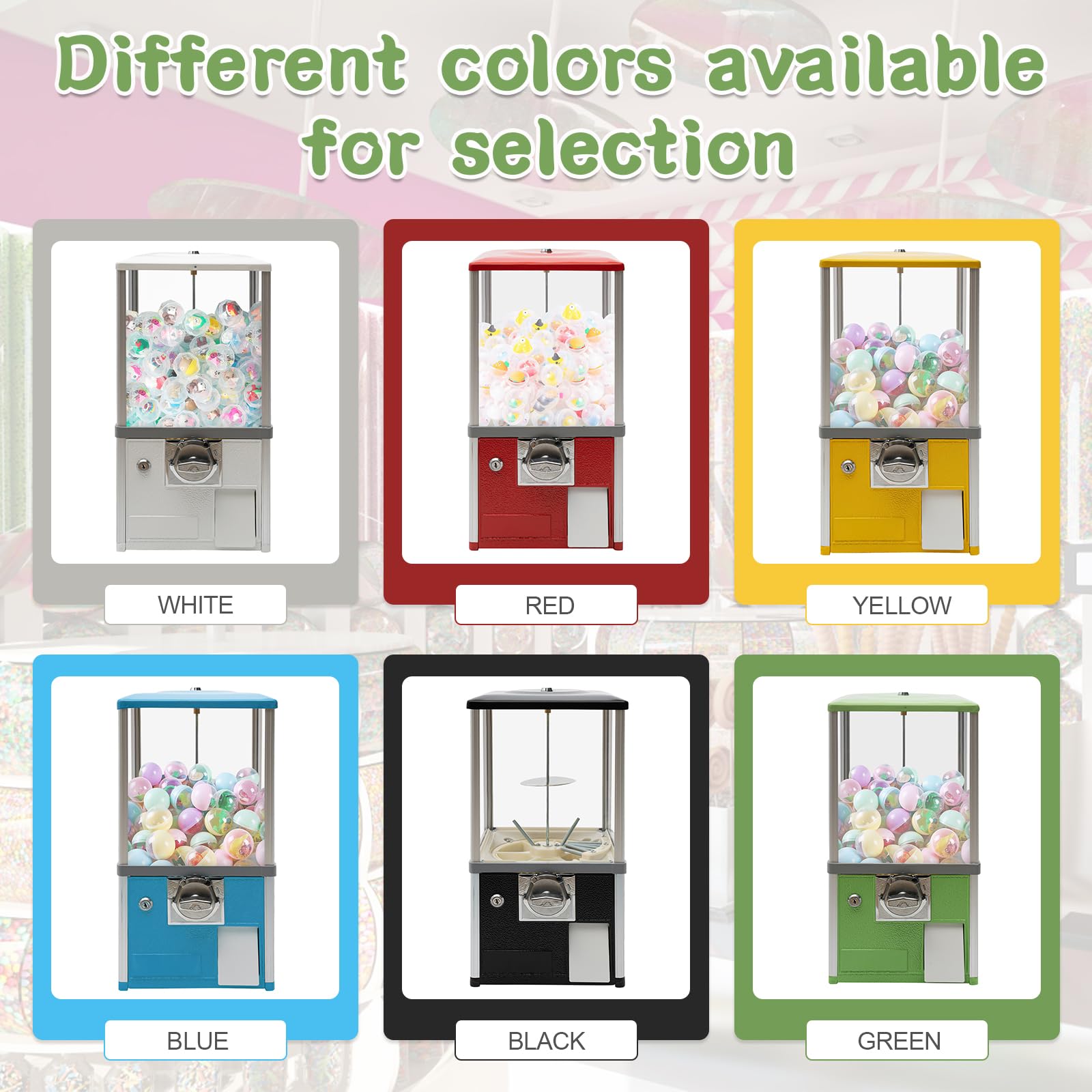 25 Cent Coin Operated Vending Machine - Commercial Gumball & Toy Capsule Dispenser for Candy, Nuts, Prizes (Green) | Perfect for Arcades, Retail Stores, and Party Favors