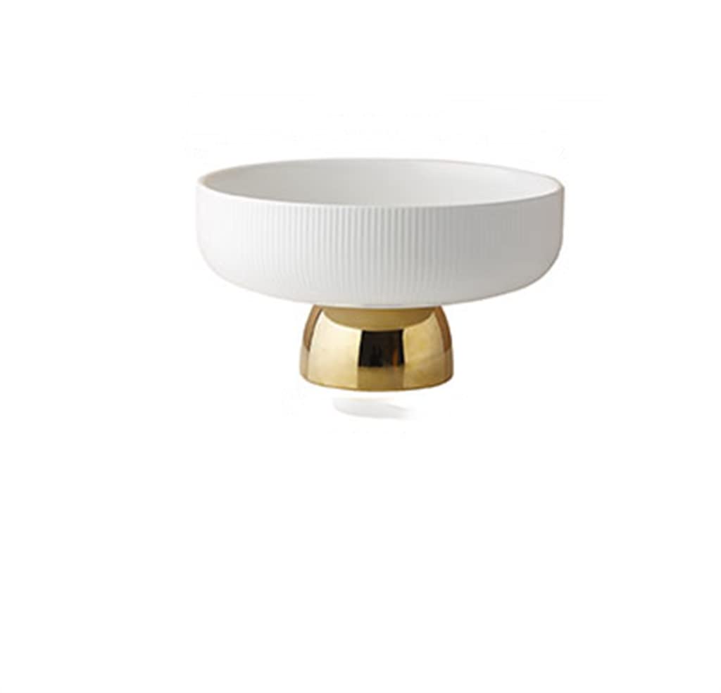 White Ceramic Plate with Tall Feet - Round Salad Bowl, Dessert Cake Pan, Snack Tray - Decorative Tableware for Fruit Display, Party Serving & Home Decor (Color: White, Size: Large) - Perfect for Entertaining, Dining & Kitchen Organization