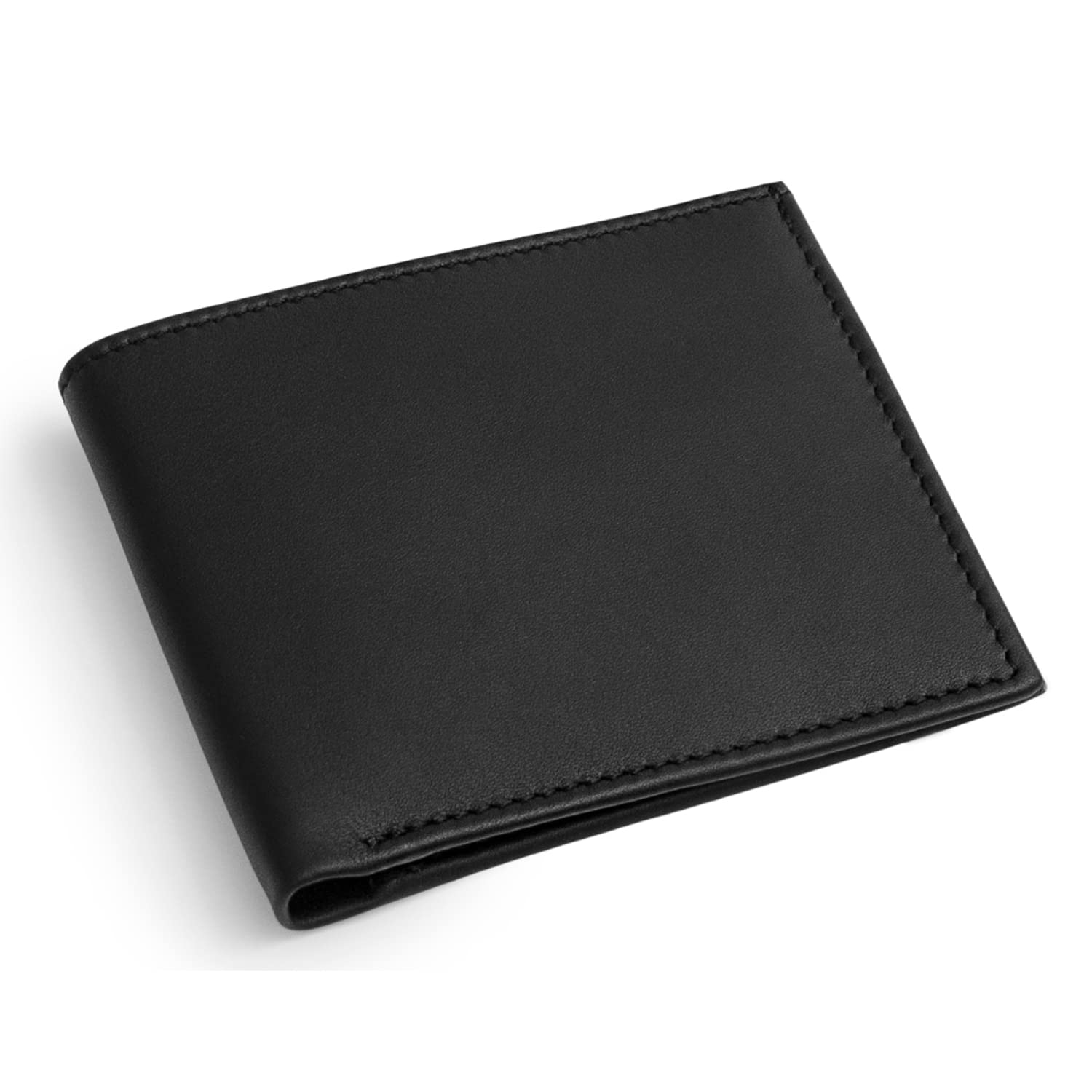 Maruse Bifold Wallet for Men - Slim Genuine Italian Calf Leather Wallet - Elegant & Minimalist RFID Blocking - Perfect for Everyday Carry, Business & Travel - Black