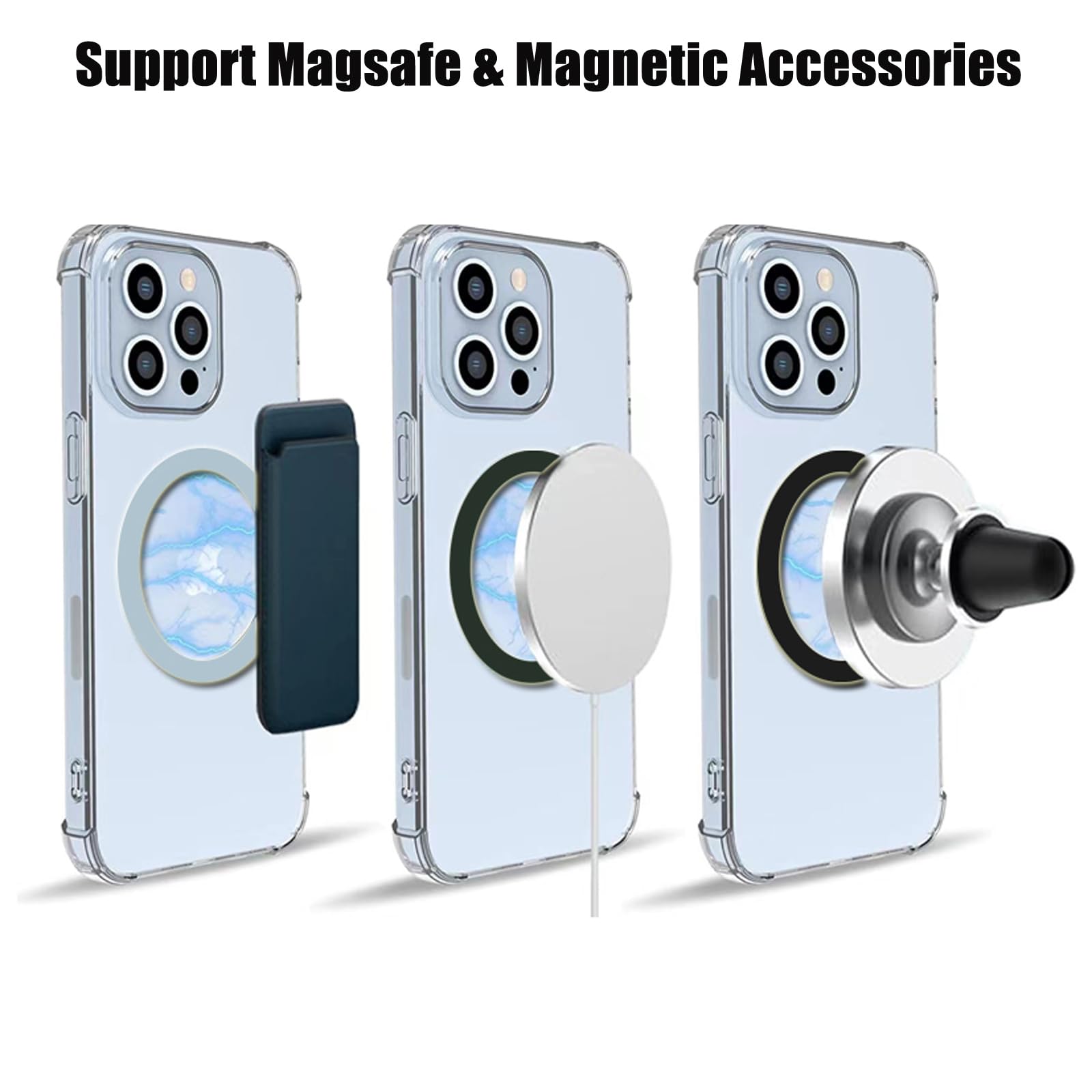 4PCS Magnetic Wireless Charger Universal Metal Rings - Compatible with iPhone 14/13/12 Pro/Max/Mini & Samsung Galaxy - MagSafe Accessories for Secure Charging at Home, Office & Travel