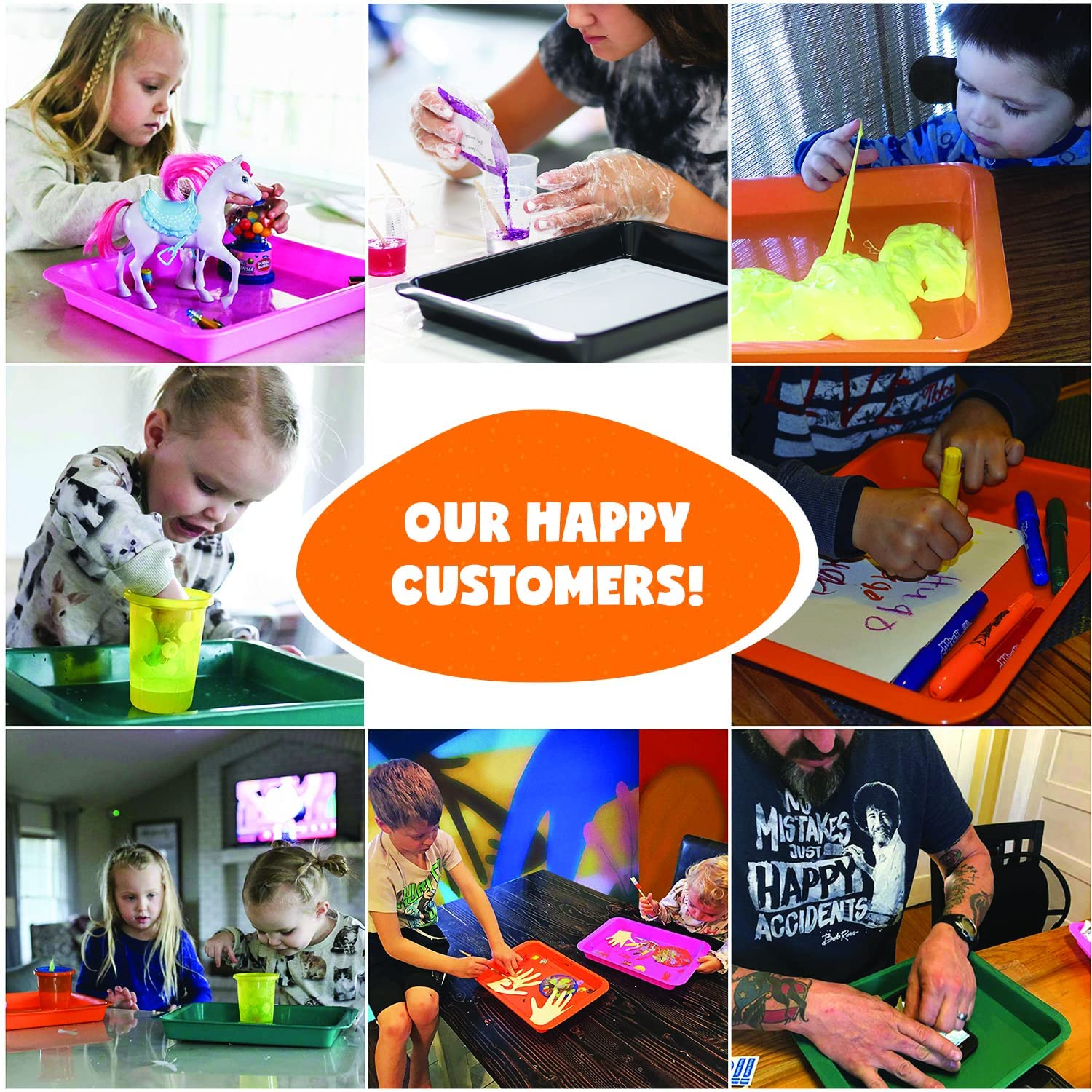 **8-Piece Kids Activity Plastic Tray Set with Washable 8-Color Dot Markers (2 Pack) – Perfect for Toddler Arts & Crafts, Preschool Learning, and Mess-Free Playtime**