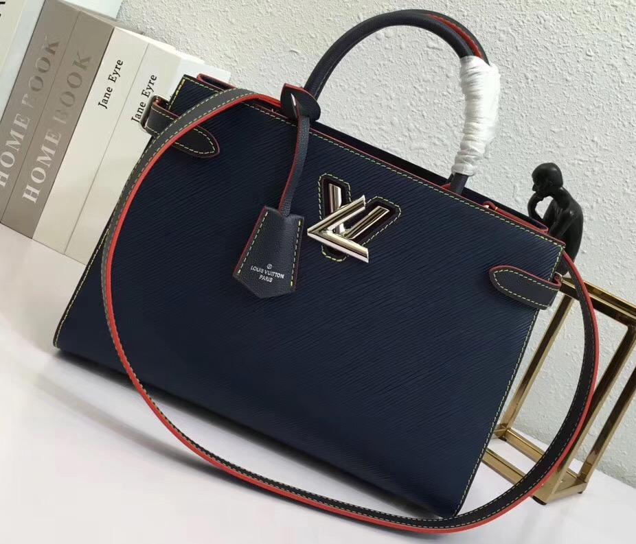 LV Twist Tote Bag in Epi Leather Indigo Blue | Luxury Designer Handbag for Women | Perfect for Work, Travel & Everyday Use