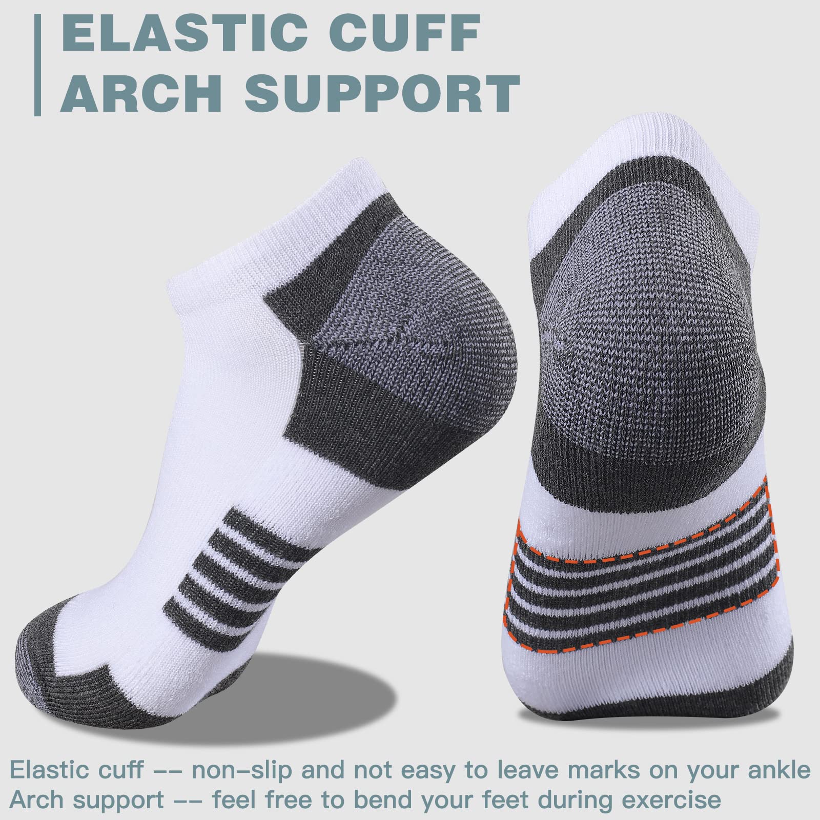 COOVAN 10 Pairs Men's Low Cut Socks - Breathable Comfort Cushion Ankle Socks for Casual & Athletic Wear - Perfect for Running, Gym, Work & Daily Use