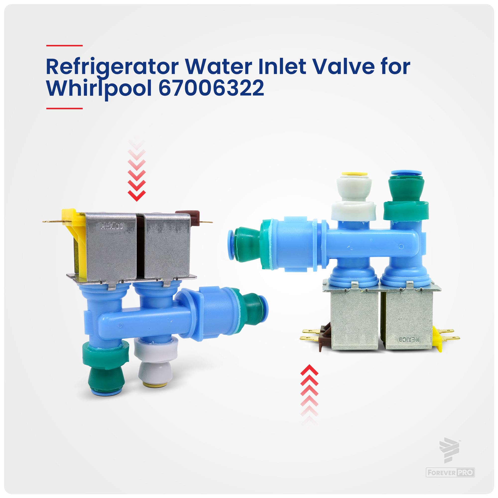 **Replacement Dual Water Valve 67006322 for Refrigerators - Compatible with AH2069865, EA2069865, 1187201 - Perfect for Ice Maker & Water Dispenser Repair**
