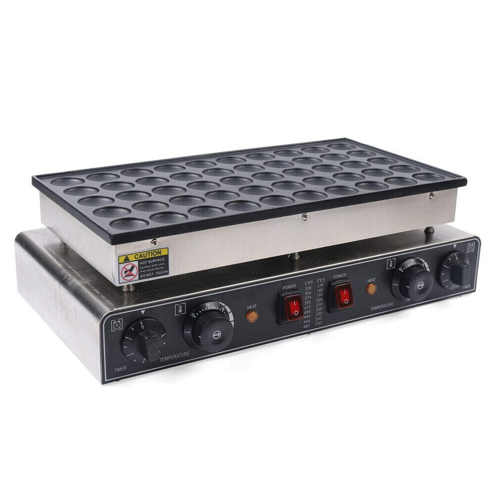 Commercial Dutch Pancake Maker - 50-Hole Electric Griddle for Muffins, Waffles & Dorayaki with Timer & Non-Stick Plates | Perfect for Breakfast Cafes, Food Trucks & Home Cooking (US Stock)