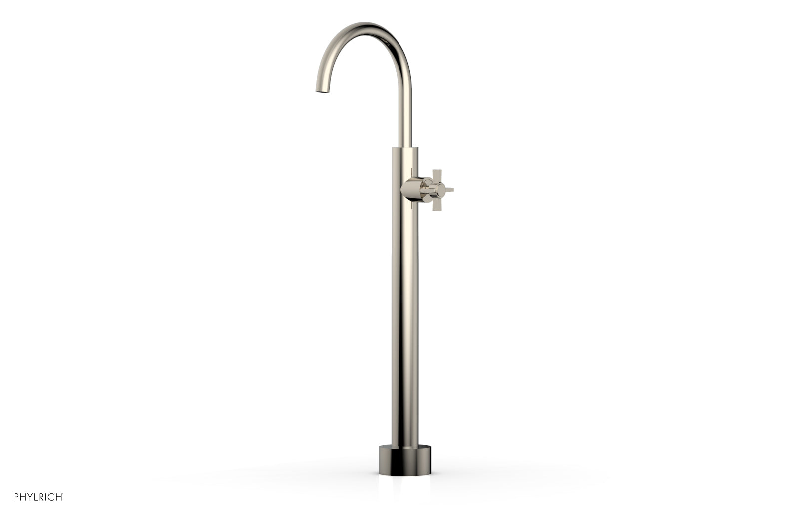 BASIC Low Floor Mount Tub Filler with Cross Handle - D132 44 04 - Perfect for Modern Bathroom Renovations and Spa-Like Showers