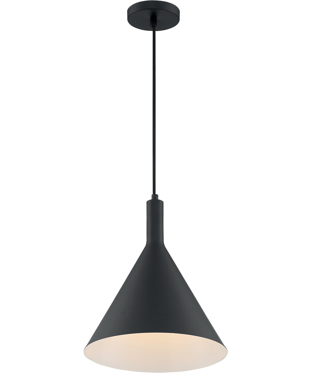 12W LED Pendant Light Fixture - Matte Black Finish, Modern Hanging Light for Kitchen Island, Dining Room, or Bedroom Decor